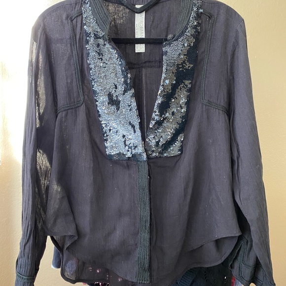 Free people New Romantics black sequence top - Picture 2 of 7